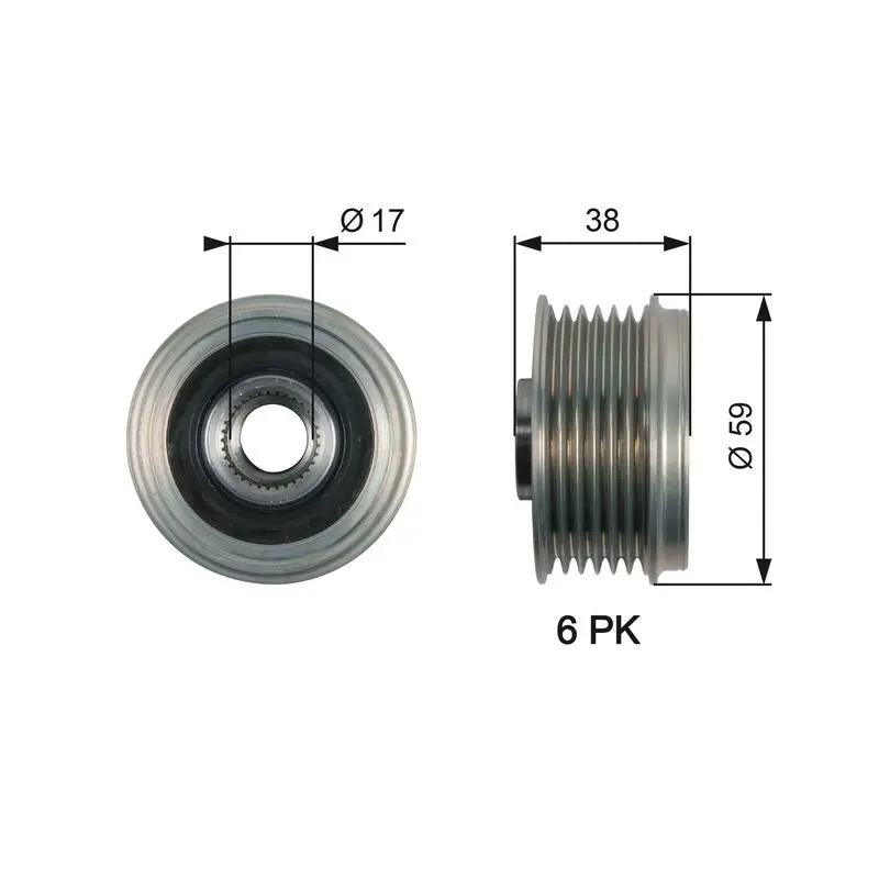 Handler.Part Alternator freewheel clutch Gates OAP7168 1