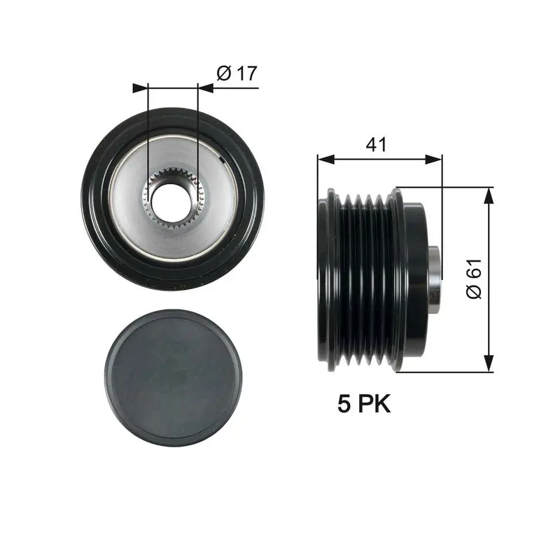 Handler.Part Alternator freewheel clutch Gates OAP7173 1