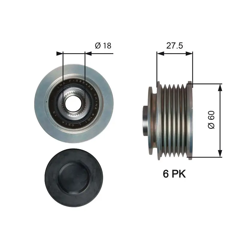 Handler.Part Alternator freewheel clutch Gates OAP7176 1