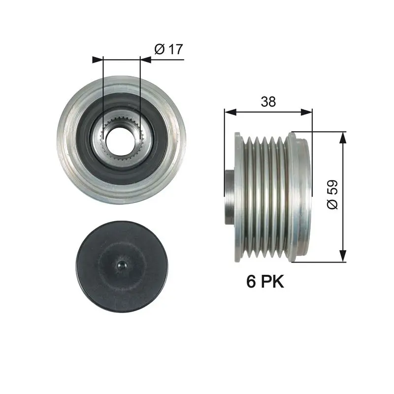 Handler.Part Alternator freewheel clutch Gates OAP7177 1