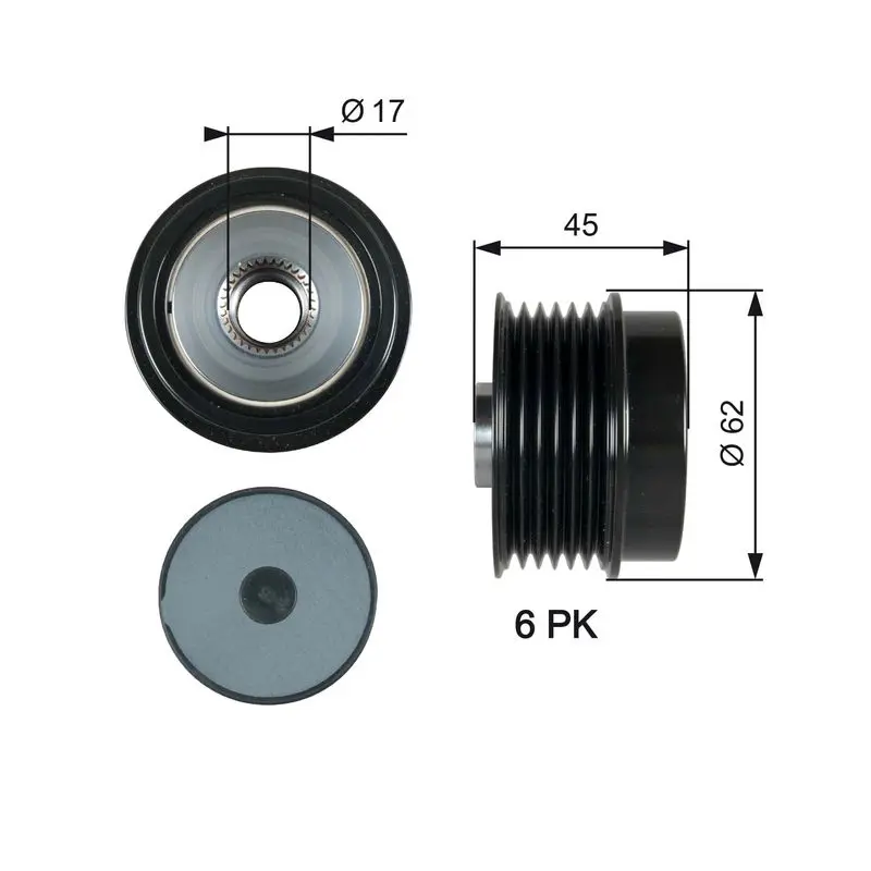 Handler.Part Alternator freewheel clutch Gates OAP7180 1