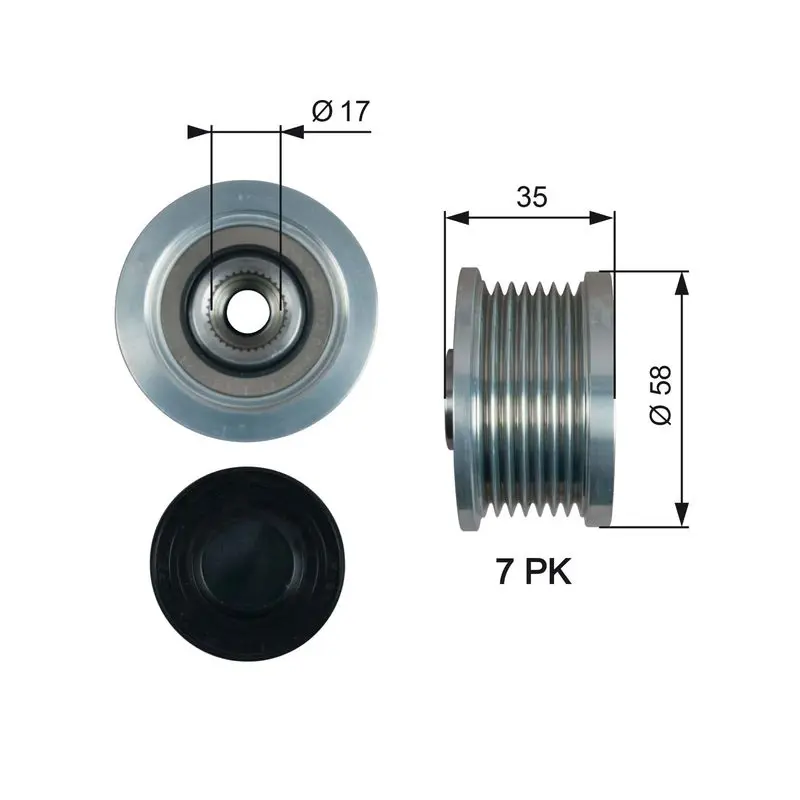 Handler.Part Alternator freewheel clutch Gates OAP7183 1