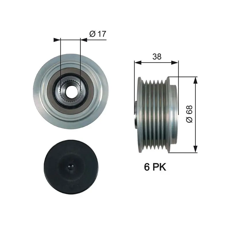 Handler.Part Alternator freewheel clutch Gates OAP7185 1