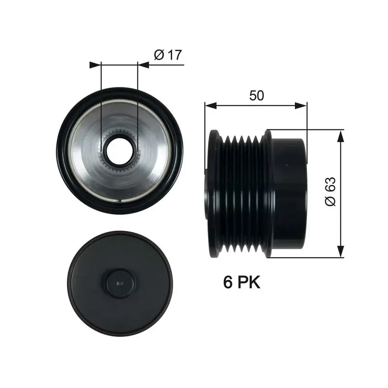 Handler.Part Alternator freewheel clutch Gates OAP7186 1