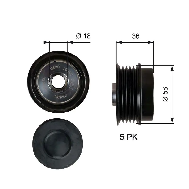 Handler.Part Alternator freewheel clutch Gates OAP7214 1