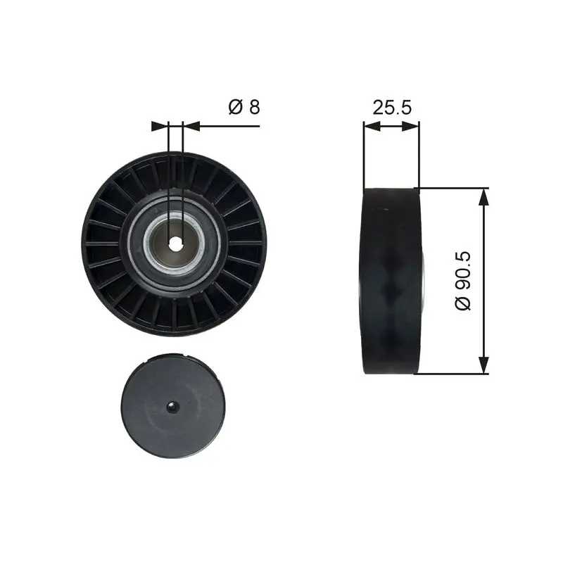 Handler.Part Deflection/guide pulley, v-ribbed belt Gates T36005 1