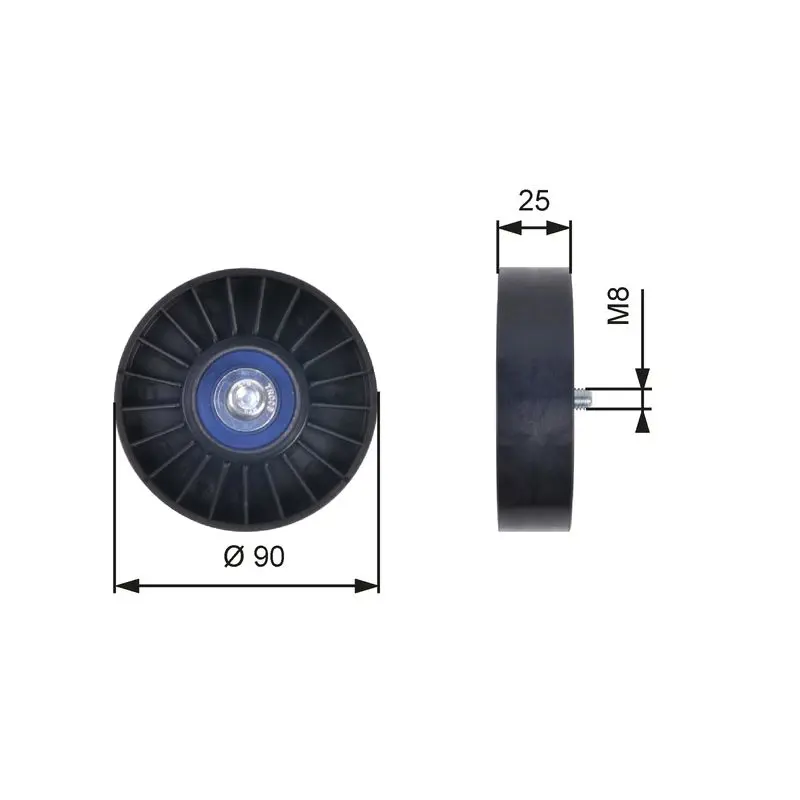 Handler.Part Deflection/guide pulley, v-ribbed belt Gates T36033 1