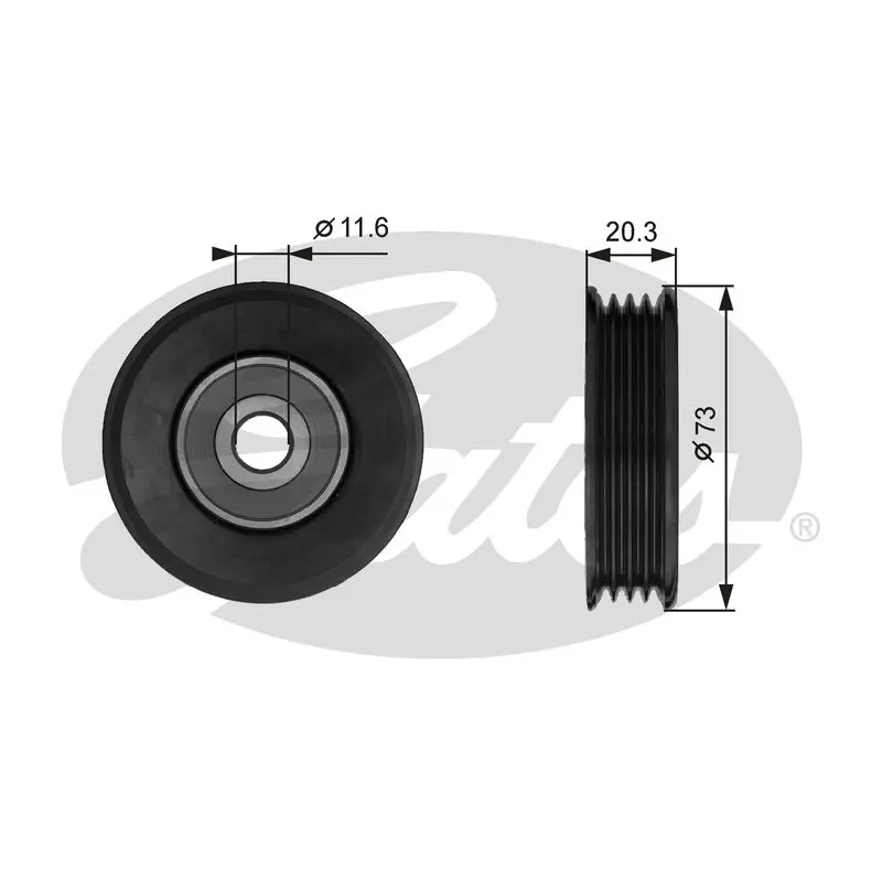 Handler.Part Deflection/guide pulley, v-ribbed belt Gates T38031 1