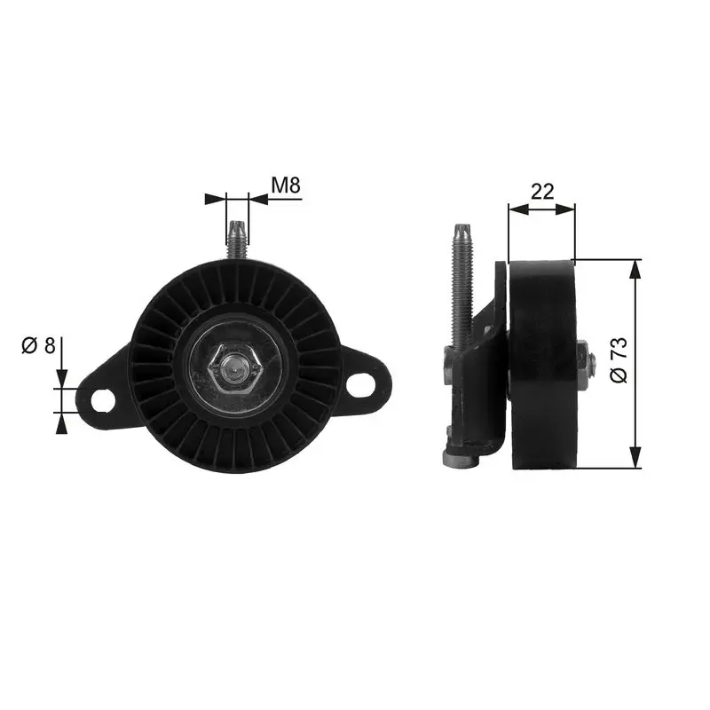 Handler.Part Tensioner pulley, v-ribbed belt Gates T38056 1