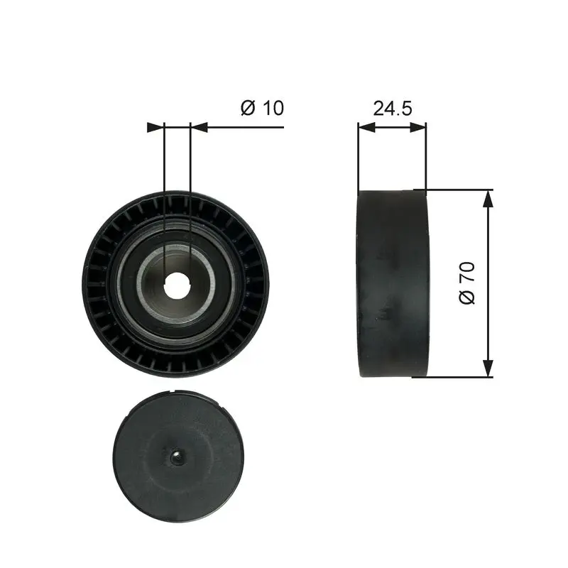 Handler.Part Deflection/guide pulley, v-ribbed belt Gates T38071 1