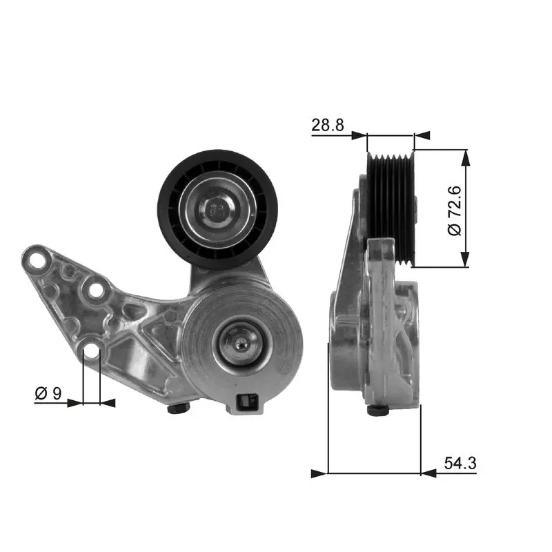 Handler.Part Tensioner pulley, v-ribbed belt Gates T38208 1