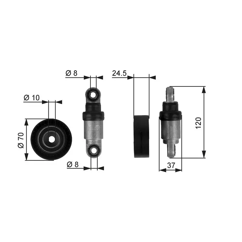 Handler.Part Tensioner pulley, v-ribbed belt Gates T38244 1