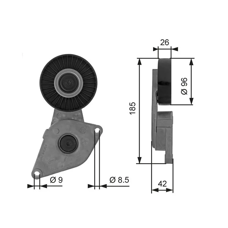 Handler.Part Tensioner pulley, v-ribbed belt Gates T38464 1