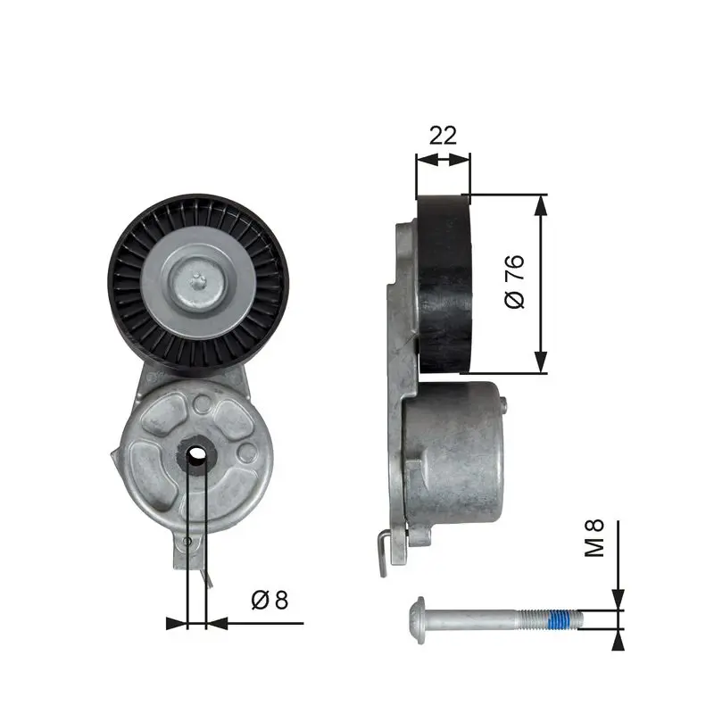 Handler.Part Tensioner pulley, v-ribbed belt Gates T39141 1