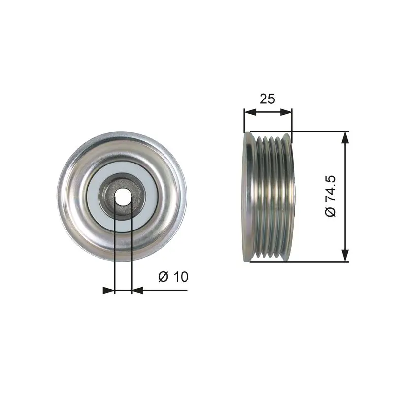 Handler.Part Tensioner pulley, v-ribbed belt Gates T39285 1