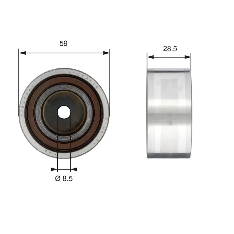 Handler.Part Deflection/guide pulley, timing belt Gates T42178 1