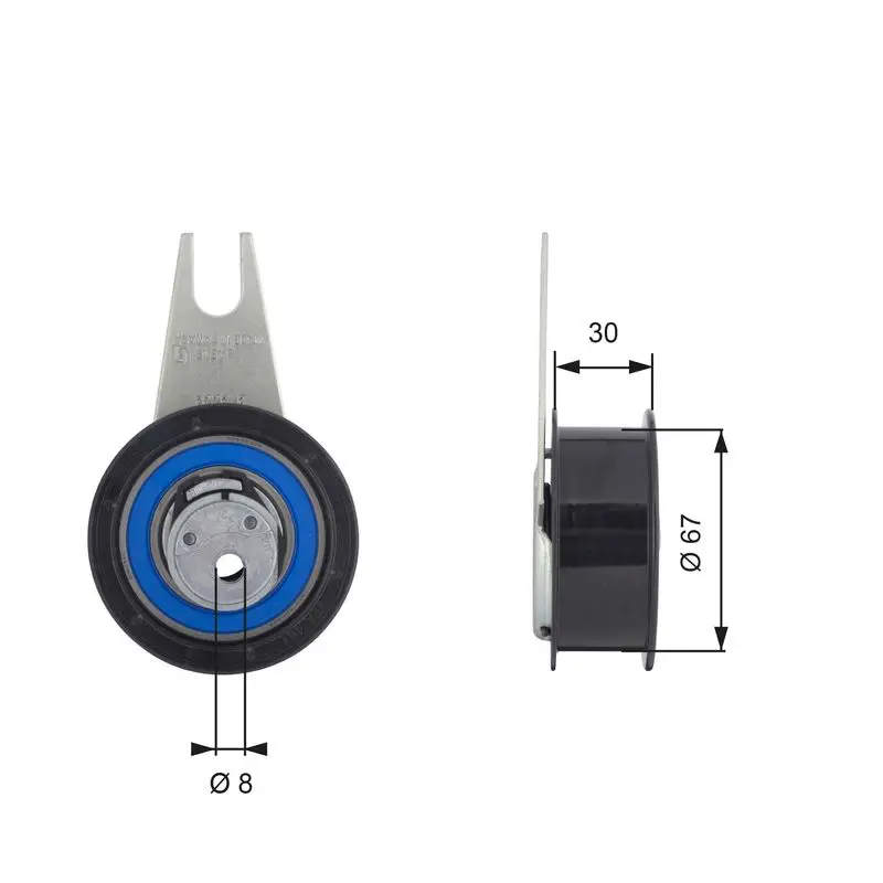 Handler.Part Tensioner pulley, timing belt Gates T43041 1