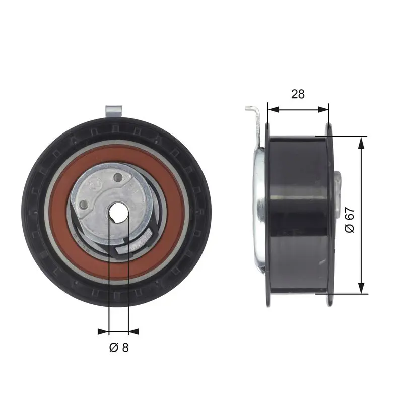 Handler.Part Tensioner pulley, timing belt Gates T43052 1