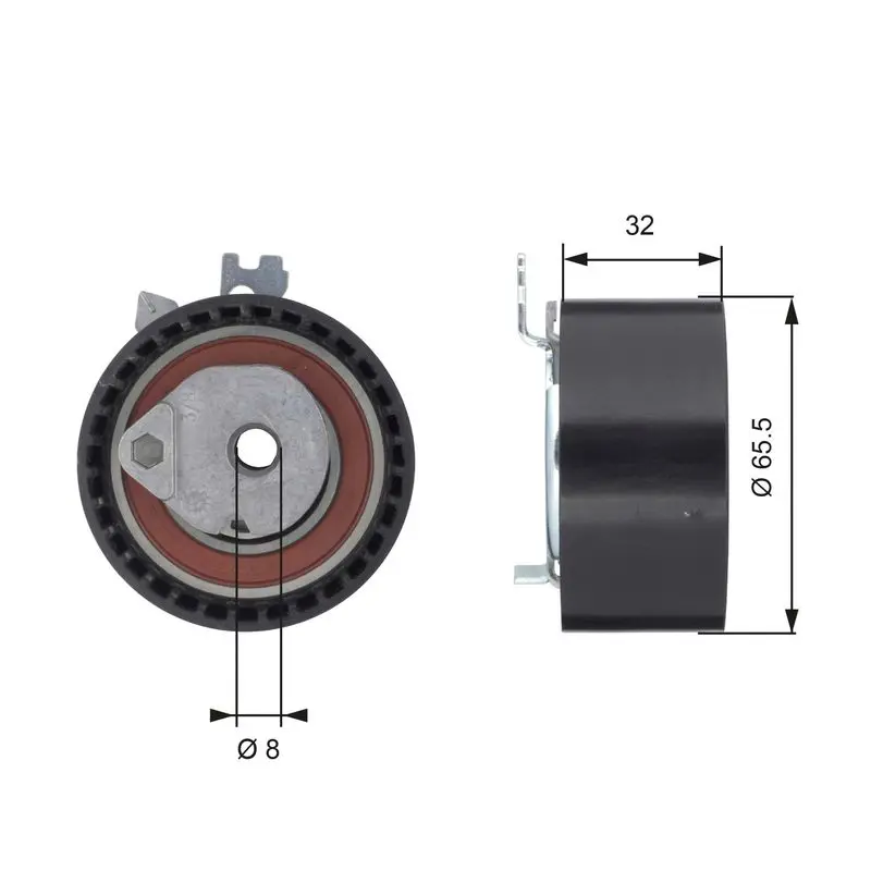 Handler.Part Tensioner pulley, timing belt Gates T43064 1