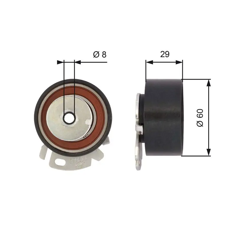 Handler.Part Tensioner pulley, timing belt Gates T43068 1