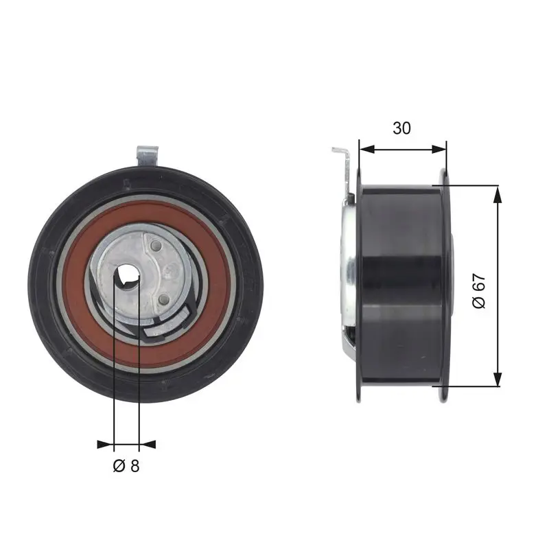 Handler.Part Tensioner pulley, timing belt Gates T43069 1