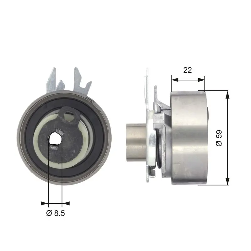 Handler.Part Tensioner pulley, timing belt Gates T43070 1