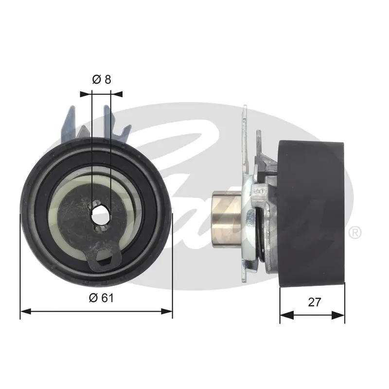 Handler.Part Tensioner pulley, timing belt Gates T43090 1