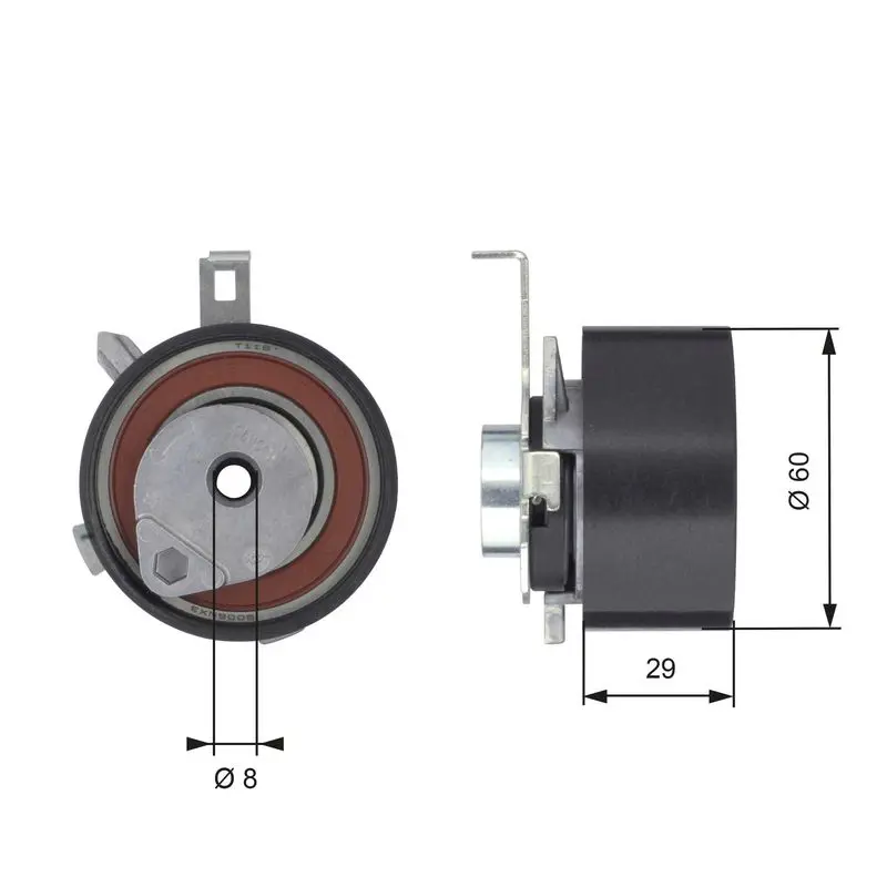 Handler.Part Tensioner pulley, timing belt Gates T43115 1