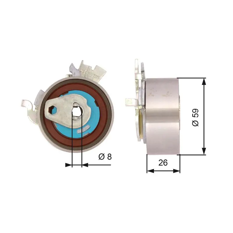 Handler.Part Tensioner pulley, timing belt Gates T43154 1