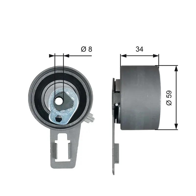 Handler.Part Tensioner pulley, timing belt Gates T43180 1