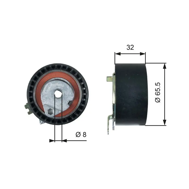 Handler.Part Tensioner pulley, timing belt Gates T43236 1