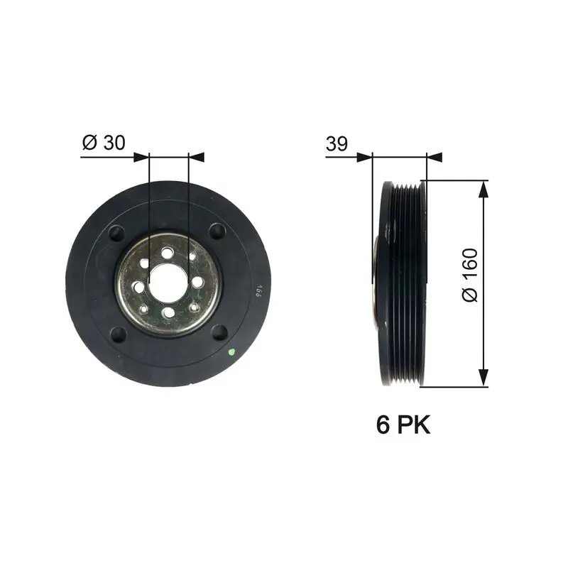 Handler.Part Belt pulley, crankshaft Gates TVD1004 1