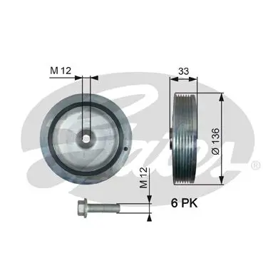 Handler.Part Belt pulley, crankshaft Gates TVD1008A 1