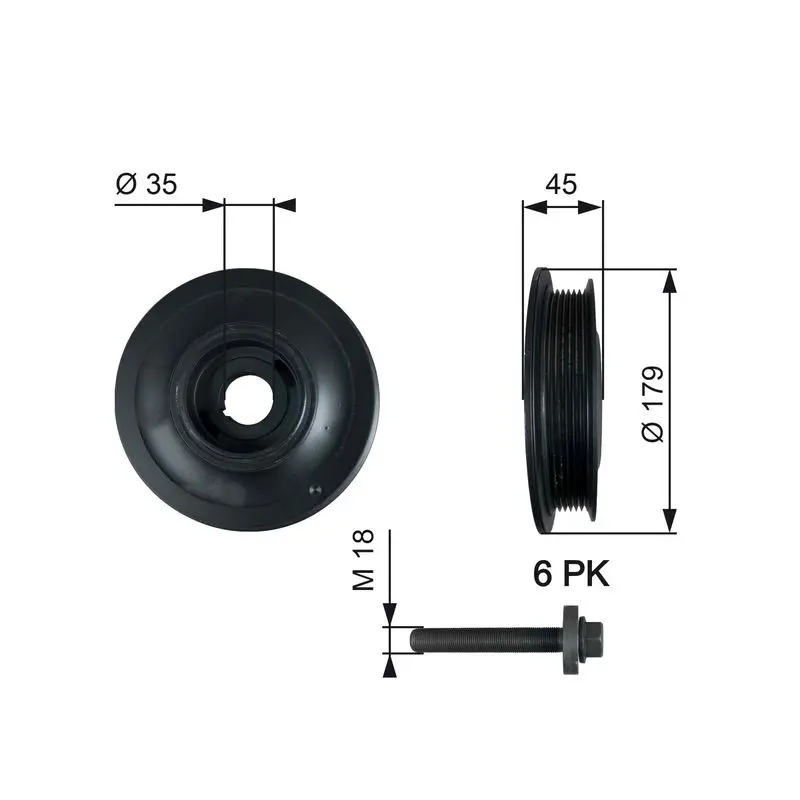 Handler.Part Belt pulley, crankshaft Gates TVD1012A 1