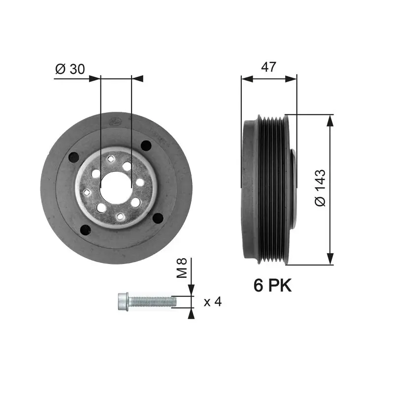 Handler.Part Belt pulley, crankshaft Gates TVD1014A 1