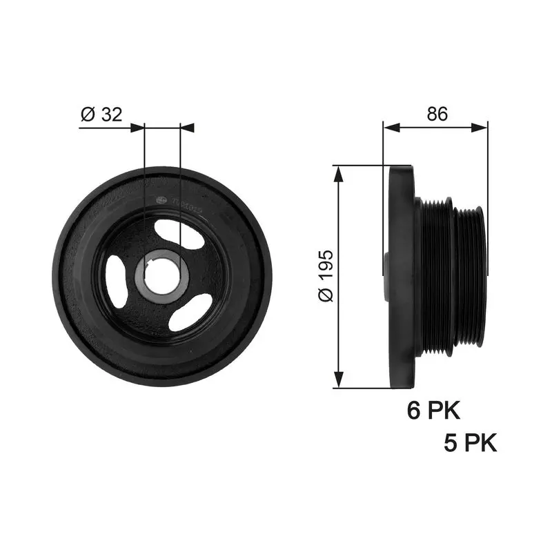 Handler.Part Belt pulley, crankshaft Gates TVD1019 1