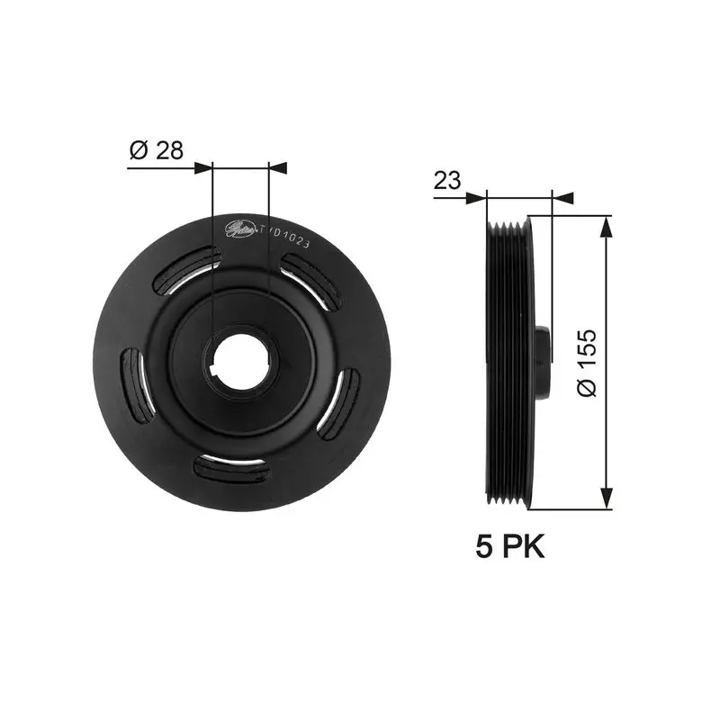 Handler.Part Belt pulley, crankshaft Gates TVD1023 1