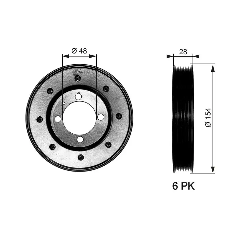 Handler.Part Belt pulley, crankshaft Gates TVD1029 1