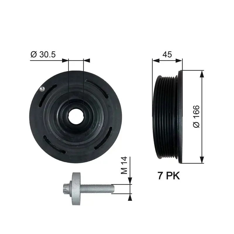 Handler.Part Belt pulley, crankshaft Gates TVD1054A 1