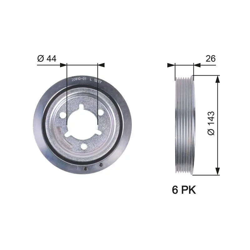 Handler.Part Belt pulley, crankshaft Gates TVD1055 1