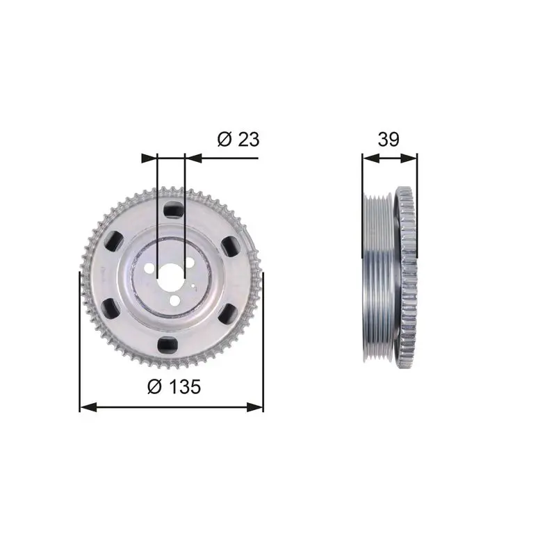 Handler.Part Belt pulley, crankshaft Gates TVD1076 1