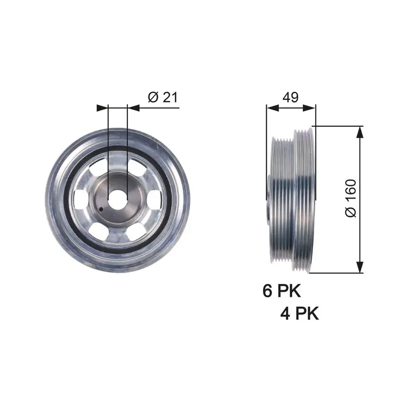 Handler.Part Belt pulley, crankshaft Gates TVD1084 1