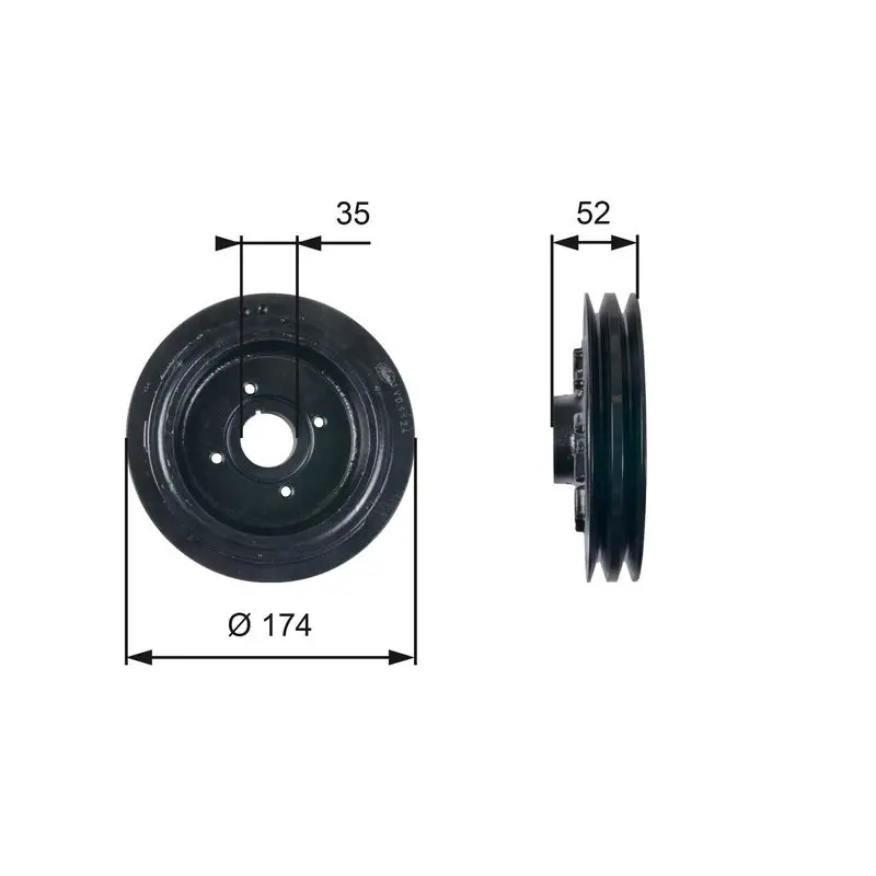 Handler.Part Belt pulley, crankshaft Gates TVD1124 1