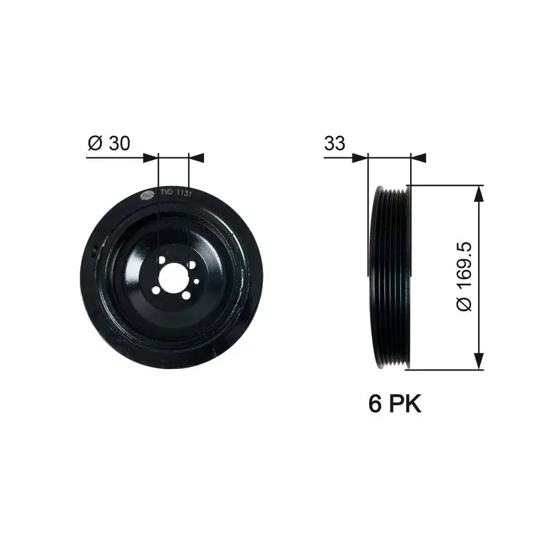 Handler.Part Belt pulley, crankshaft Gates TVD1131 1