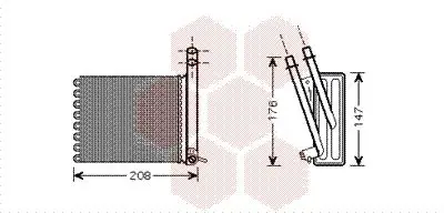 Handler.Part Heat exchanger, interior heating VAN WEZEL 09006243 1