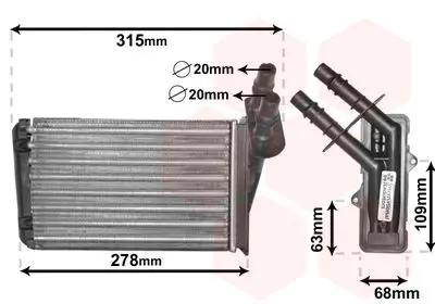 Handler.Part Heat exchanger, interior heating VAN WEZEL 43006228 1