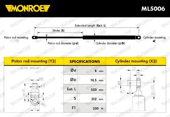 Handler.Part Gas spring, boot-/cargo area MONROE ML5006 4