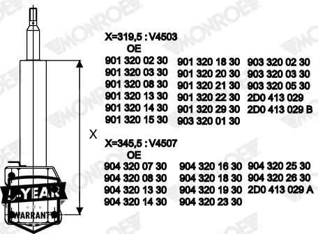 Handler.Part Shock absorber MONROE V4507 2