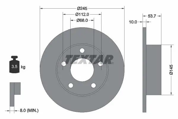 Handler.Part Brake disc TEXTAR 92090803 1