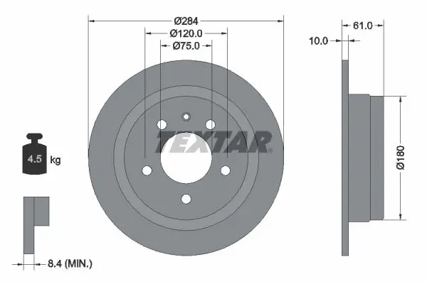 Handler.Part Brake disc TEXTAR 92022400 1